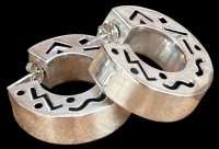 Auktion 360 / Los 1005 <br>Paar grosse Silber-925-Ohrstecker (Creolen), D-4 cm, B-1 cm, zusmmen 21,4 gr.