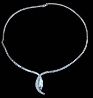 Auktion 360 / Los 1009 <br>Collier, Silber-925- mit klaren Steinen, L-ca. 45 cm, 20,4 gr