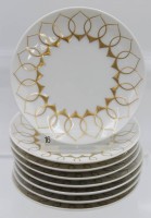 Auktion 360<br>8x kl. Teller, Rosenthal, Lotus, Jubiläumsmarke, 1x bestossen, D-11,2cm