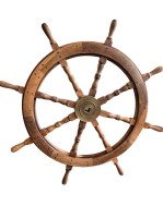 Auktion 360<br>grosses Holz-Steuerrad eines Segelschiffes mit Messingnabe, D-110 cm