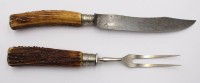 Auktion 360 / Los 16028 <br>Tranchierbesteck, Anton Wingen Jr. Solingen, älter, Geweihgriffe, ca. L-30,5cm