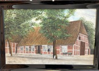 Auktion 360 / Los 4039 <br>P. Degner, 1922 "Norddeutsche Landgaststätte" Öl/Leinen, alt gerahmt, RG 45x66 cm