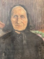 Auktion 360 / Los 4043 <br>M. Amberger, 1920  "Frauenportrait" Öl/Karton, gerahmt, RG 58x68 cm