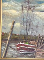 Auktion 360 / Los 4052 <br>Emil Gassinger, 1992 "Wremer Kutter im Hafen" Öl/Leinen, gerahmt, RG 49x39 cm