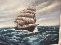 Auktion 360 / Los 4055 <br>H-Felzmann "Segelschiff auf See", Öl/Leinen, gerahmt, RG RG 66x84