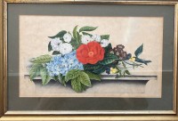 Auktion 360 / Los 4057 <br>M. Stahl "Blumenstilleben" Aquarell, ger/Glas, wohl 19.Jhd., RG 33x48 cm