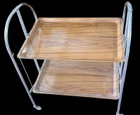 Auktion 361 / Los 14002 <br>Dinett Bremshey Servierwagen Barwagen klappbar Beistelltisch Teewagen 70er Jahre, Gebrauchsspuren