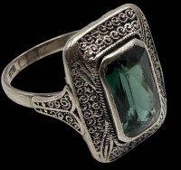 Auktion 361<br>orig. "Fahrner" Silberring mit hellblauen Stein-925-, RG 53