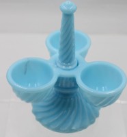 Auktion 361<br>Mebage, blaues Pressglas, drehbar, 1 Schälchen mit Altriss