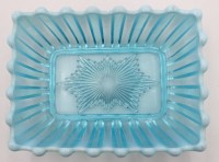 Auktion 361<br>blaue Pressglas-Schale, H-5 cm, 19x14 cm