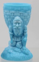 Auktion 361<br>gr. Eierbecher, getragen von Zwerg, blaues Glas, H-10 cm