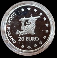 Auktion 361<br>Finnland, 20 Euro, Olavinlinna, 1996, Silber-800-, , original, PP, ca. 29 gr