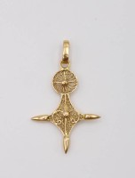 Auktion 361<br>Agadez-Kreuzanhänger, Gold um 14ct geprüft, 3,2gr., ca. L-4cm