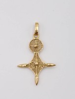 Auktion 361 / Los 1045 <br>Agadez-Kreuzanhänger, Gold um 14ct geprüft, 3,2gr., ca. L-4cm