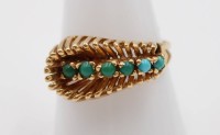 Auktion 361<br>Ring, GG um 18ct (geprüft), arab. gepunzz, Türkisbesatz, 6,3gr., RG 61