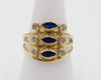 Auktion 361<br>585er GG-Ring mit Diamanten und Saphiren, 3,7gr., RG 59