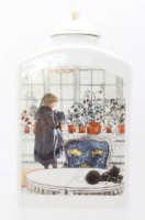 Auktion 361<br>Jubiläums-Teedose, Bing  &amp; Gröndahl, Carl Larsson, 125 Jahre, ca. H-19cm