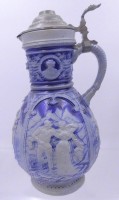 Auktion 361<br>gr. Westerwälder Weinkrug mit Zinndeckel, H-33 cm