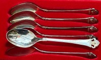 Auktion 361<br>6x Kaffeelöffel "Robbe&amp;Berking", Rosenmuster, Silber-800-, neuwertig, in OVP, L-13 cm, zus. ca. 110gr