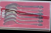 Auktion 361<br>6x Kaffeelöffel "Robbe&amp;Berking", Rosenmuster, Silber-800-, neuwertig, in OVP, L-13 cm, zus. ca. 110gr