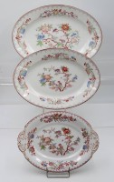 Auktion 361<br>3x div. Platten, Porzellanfabrik Utzschneider &amp; Cie, florale Dekore, älter, ca. 39 x 27cm bis 29,5 x 22cm