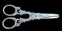 Auktion 361<br>Traubenschere, Silber-800-, Halbmond/Krone, L-11 cm, ca. 37 gr
