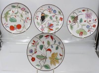 Auktion 361<br>4x Teller mit Blumen und Insekten, Bareuther, 50/60er Jahre, D-19,8cm