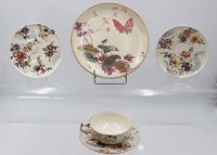 Auktion 361<br>Tasse mit 3 U.T. Saargemünd und ein Teller Terre de Fer, älter, Tasse ca. H-4,5cm, Teller D-20,3cm