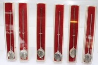 Auktion 361<br>6x Cocktail-Löffel/Strohhalme, 835er Silber, C.Widmann, zus. ca. 63gr.