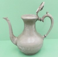 Auktion 361 / Los 15026 <br>antike  Zinn-Kaffee-Kanne, "Witness Taylor", Deckelgriff fehlt, Altersspuren, H-21 cm