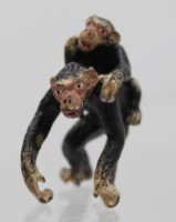 Auktion 361<br>Franz BERGMAN (1898-1963), kl. Wiener-Bronze, 2 Schimpansen, bemalt, ca. H-3,7cm