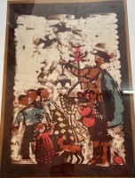 Auktion 361 / Los 4033 <br>anonymes Gemälde auf Stoff,   61x42  cm