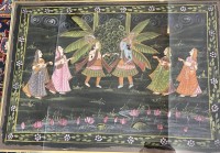 Auktion 361<br>indisches gr. Gemälde, Seidenmalerei, ger/Glas, 85x60 cm,