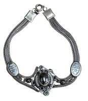 Auktion 361<br>Silber-Armband-900- mit schwarzen Stein, L-19 cm, 10 gr