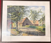 Auktion 361<br>Frido Kleine "Landstrasse bei Bremerhaven" Aquarell, ger/Glas, RG 56x64 cm