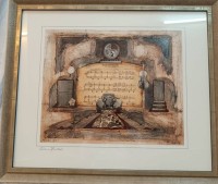 Auktion 361<br>Armin BIRKEL (1941-2009)  "Metallica Art" betitelte, signierte Lithografie, ger/Glas, RG 57x66 cm