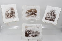 Auktion 361<br>4x Bildplatten mit Motiven von Ludwig Richter, Meissen, Schwertermarke, je ca. 15 x 18cm