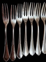 Auktion 361<br>15x Kuchengabeln, Silber-800-, Chippendale, L-15 cm, zus.347 gr.