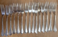Auktion 361<br>15x Kuchengabeln, Silber-800-, Chippendale, L-15 cm, zus.347 gr.