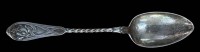Auktion 361<br>Jugendstil-Silberlöffel mit gedrehten Stiel,  L-21 cm, 43,7 gr