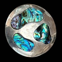 Auktion 361<br>runde, massive Silber-Anhänger-925-, Perlmutteinlagen, D-4,5 cm, 24,4 gr