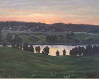 Auktion 361<br>wohl Olaf Larsson 1982, Sonnenaufgang, Öl/Leinwand, gerahmt, RG 52 x 62cm