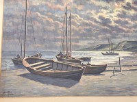 Auktion 361<br>Elisabeth SITTIG (1899-2001) alias Saalfeld "Boote am Ufer", Aquarell, ger/Glas, RG 55x70 cm
