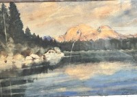 Auktion 361 / Los 4058 <br>Walter Ernst HAECKEL (1886-1939)  "Landschaft im Allgäu", alt ger/glas, RG 35x50 cm