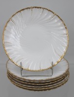 Auktion 361<br> 7x Kuchenteller, Saargemünd, Goldzier, 1x Altriss, ca. D-17,8cm