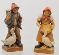 Auktion 361<br>4x div. Holz-Figuren, ca. H-15cm