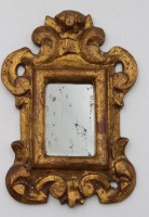 Auktion 361<br>kl. Wandspiegel in Goldrahmen, Glas Blind, ca. 19 x 13cm