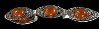 Auktion 361<br>filigrane Silberaqrmband mit 5 Bernstein-Cabouchons, L-ca. 19 cm, 20,4 gr
