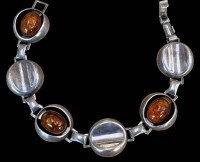 Auktion 361<br>Silberarmband-835-, 3 Bernsteine, Fischlandschmuck, L-20 cm