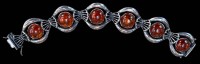 Auktion 361<br>Silberarmband-925- mit 6 Bernsteinen  "Teka", L-ca. 19 cm, 44 gr